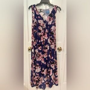SIMPLY Vera Hi-Lo Floral Dress Purple pink white Size M
